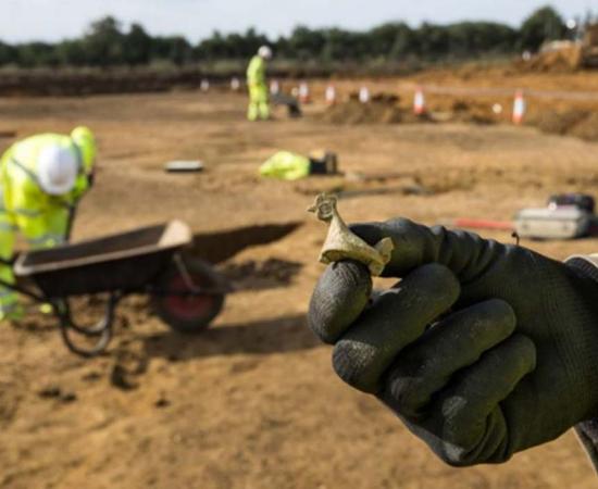 A Roman chicken brooch unearthed during the excavations.