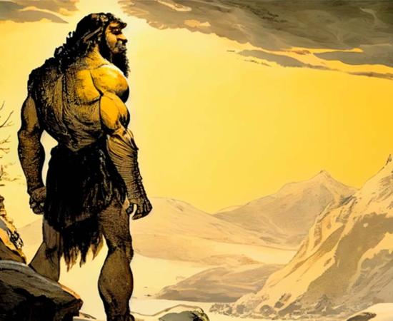 AI representation of a Neanderthal man surveying the landscape. Source: Dr_Microbe/Adobe Stock