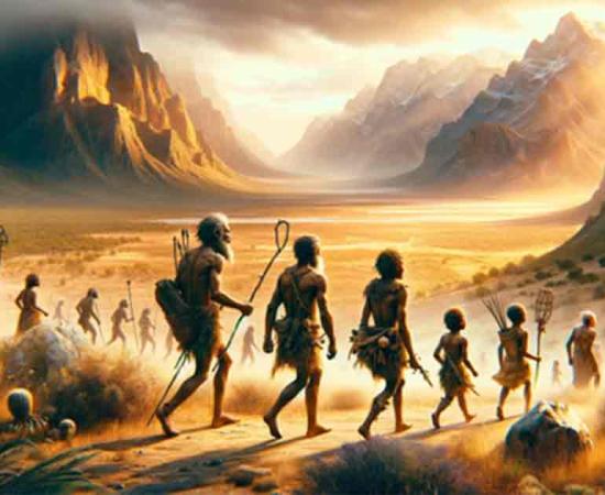 AI image of early human migration. Source: AI Generated