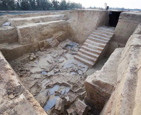 Anthropologist Victoria Peña with the bones found at the Tartessos site in Badajoz