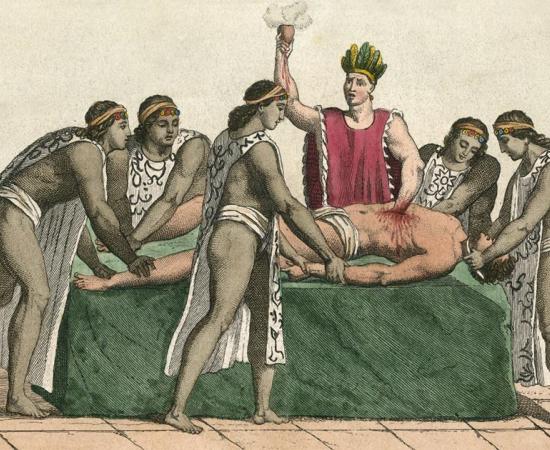 Priest in Tenochtitlan Plucks the Heart from Human Sacrifice. Date: circa 1500. Credit:  Archivist / Adobe Stock