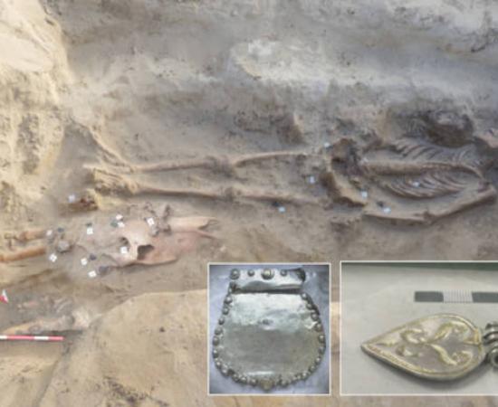 One of the Hungarian graves with inset close up of grave goods.