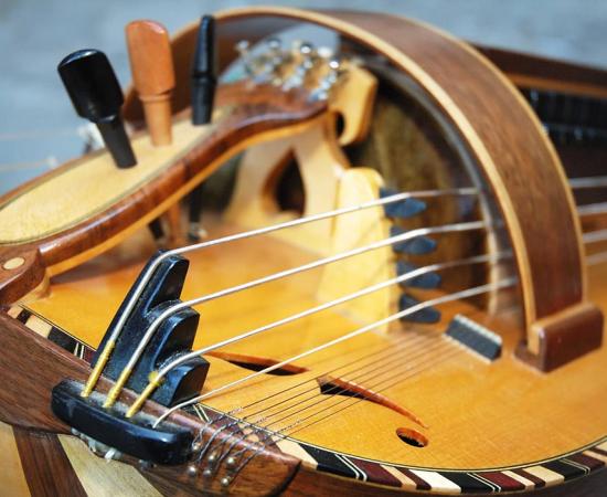 Detail of a hurdy gurdy