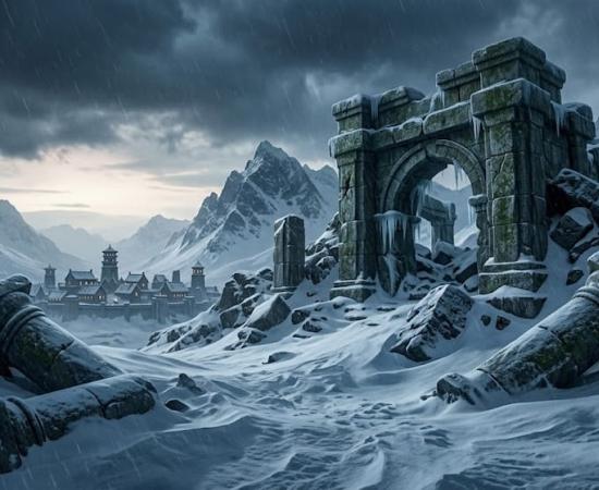 A cinematic animation of an ancient Arctic civilization. AI Generated