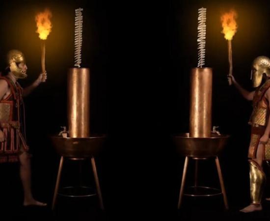 Representation of the Hydraulic Telegraph of Aeneas. Source: Kotsanas Museum of Ancient Greek Technology