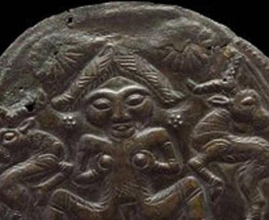 A bronze plaque from 1500-700 BC, found in Lorestan, western Iran, displaying ibex motifs 