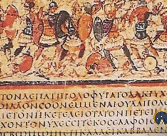 Iliad, Book VIII, lines 245–53, Greek manuscript, late fifth, early sixth centuries AD. (Public Domain)