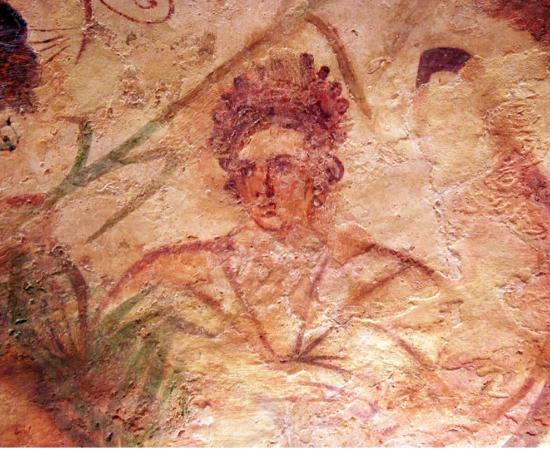 Figure of Greek mythology’s goddess Demeter appearing on the ceiling of one of the Roman era tombs in Ashkelon. 