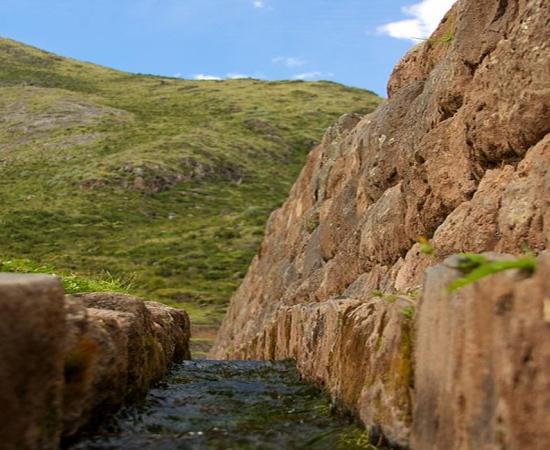 An Inca-era water canal at Tipón, Peru 