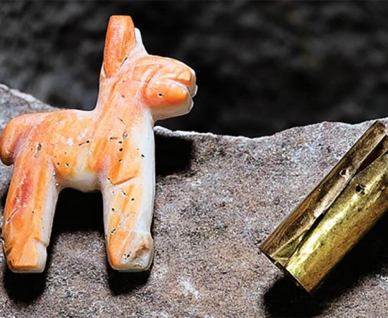 The figurine and foil from the Inca treasure chest.     Source: Teddy Senguin, Université libre de Bruxelles / Antiquity Publications Ltd
