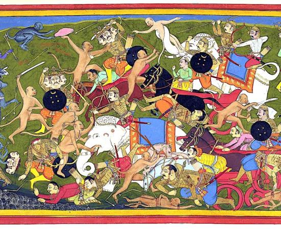 Ancient Indian warfare has so many epic tales of battles throughout the ages, from the Indus Valley to the Chola Empire and conflicts with Alexander the Great. Pictured: depiction of the Battle at Lanka, from the epic Ramayana. Source: Sahibdin / Public domain