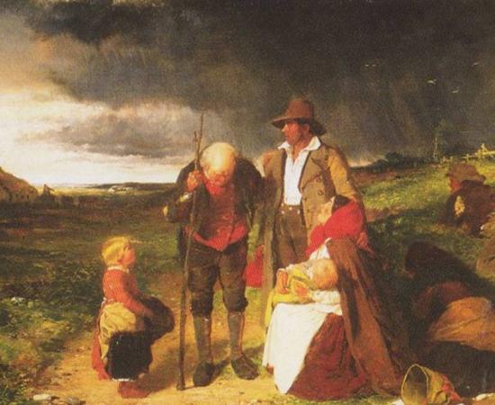 A painting depicting the Irish potato famine