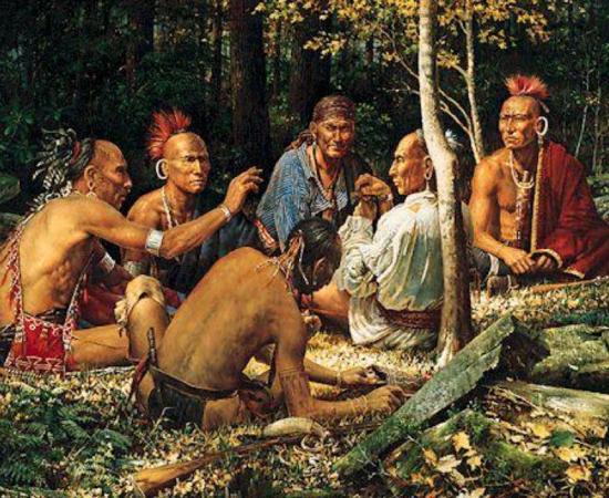 ‘The Storyteller’ by L.F. Tantillo depicting Haudenosaunee (Iroquois Confederacy) people. 