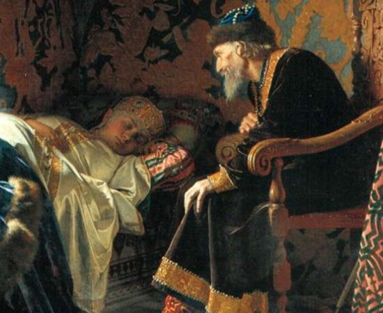 Ivan the Terrible admiring his sixth wife, Vasilisa Melentyeva.  Source: Public Domain