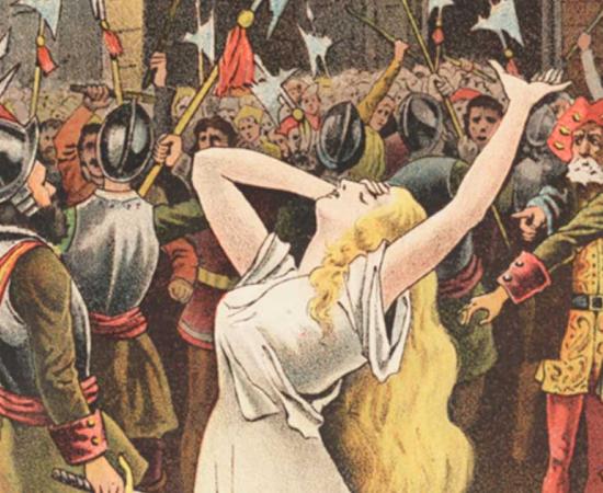 Detail from theatre poster for Jane Shore at Royal Princess' Theatre in Edinburgh, December 1885. Source: Public domain