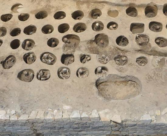 Circular graves discovered in the southern part of the Umedahaka Japanese burial ground in Osaka’s Kita Ward.