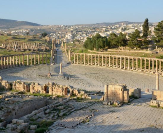 The Oval Plaza of Gerasa (Jerash, Jordan).