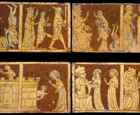Tring Tiles depicting stories from Jesus’s childhood recounted in the Infancy Gospel of Thomas