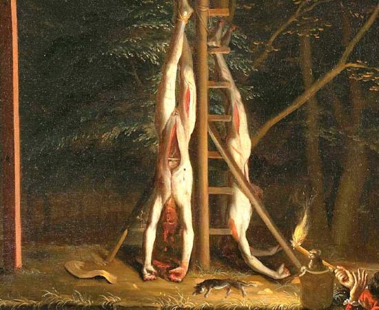 The Corpses of the De Witt Brothers by Jan de Baen. (Public domain)
