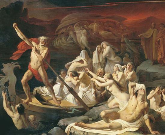 Alexander Dmitrievich Litovchenko (1835 - 1890) "Charon carries souls across the river Styx." 