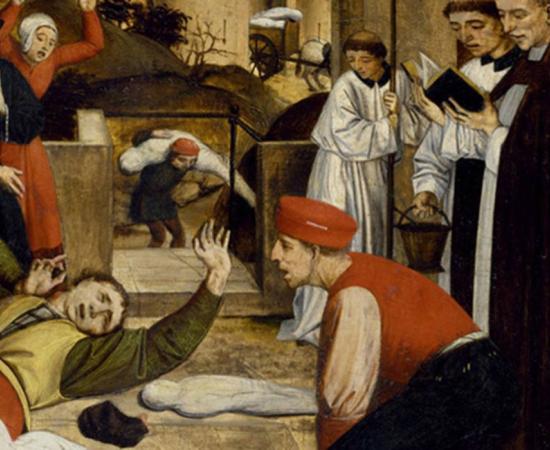 Artist's representation of a scene during the Justinianic plague.