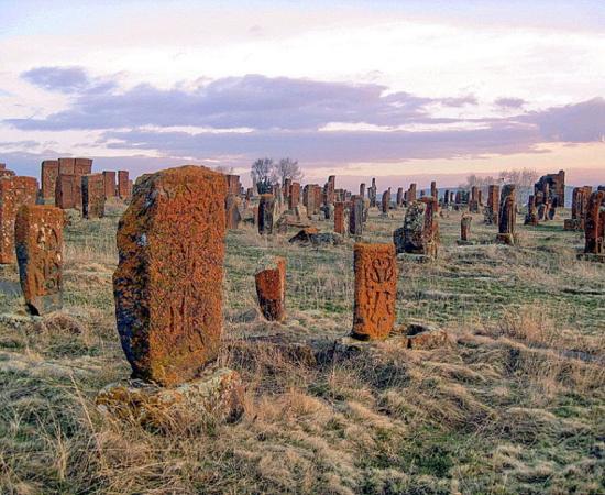 Khachkars of Noratus, old cemetery. The oldest khachkars (Armenian cross-stones) are of 9-10th centuries, but the most of them are from 13-17th centuries. 