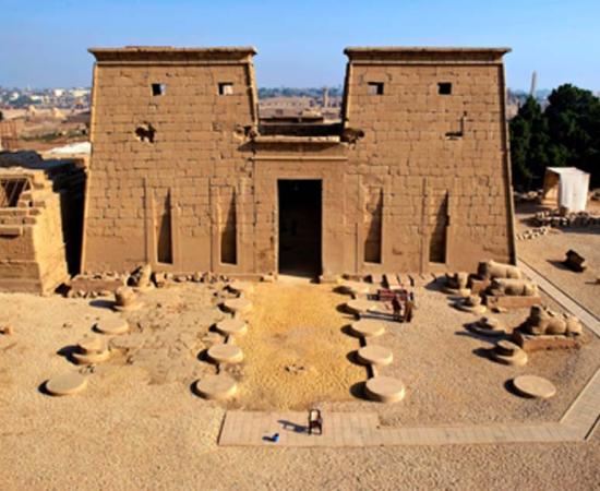 The south facing entrance of Khonsu Temple, located in the Karnak Temple Complex on Luxor's East Bank. Source: ARCE / Fair Use.