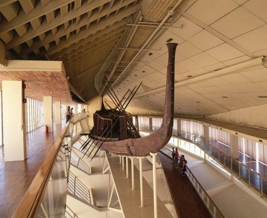 The reconstructed solar barge of Khufu.