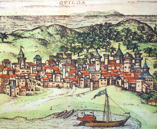 A 1572 depiction of the city of Kilwa on Kilwa Island from Georg Braun and Frans Hogenberg's atlas Civitates orbis terrarum. Source: Public domain