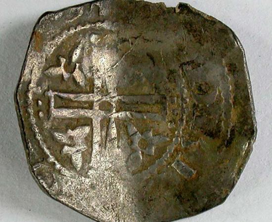 One of nine medieval coins found in 2019 metal detecting rally.	Source: Royal Institution of Cornwall