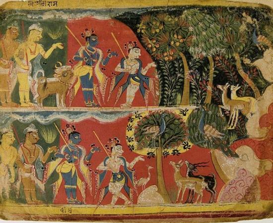 “Krishna and Balarama Taking the Cattle to Graze” from a Bhagavata Purana Manuscript (1520-1540), Museum Rietberg, Zurich