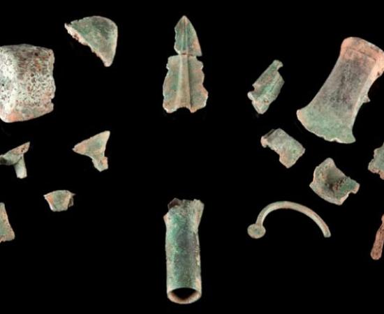 Late Bronze Age hoard found in Carmarthenshire, Wales.	Source: Mark Lodwick / British Museum, CC BY-SA 4.0
