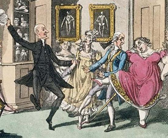 Doctor and Mrs. Syntax, with a party of friends, experimenting with laughing gas.