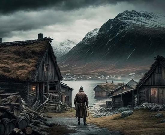 Norse settlement with wood houses. Source: Hauber_Photography / Adobe Stock.