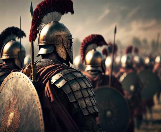 An AI generated Roman Legion, representative of Legio X Fretensis. Source: Noel Cook/ Adobe Stock