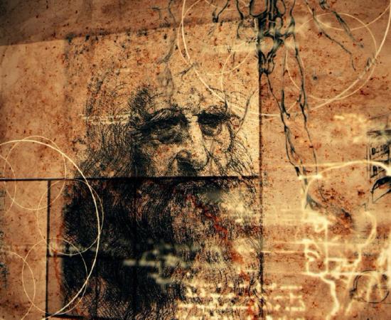Leonardo da Vinci portrait and anatomical sketches.   Source: klss777 / Adobe Stock