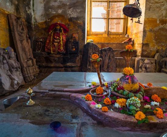 Shiva lingam temple interior.