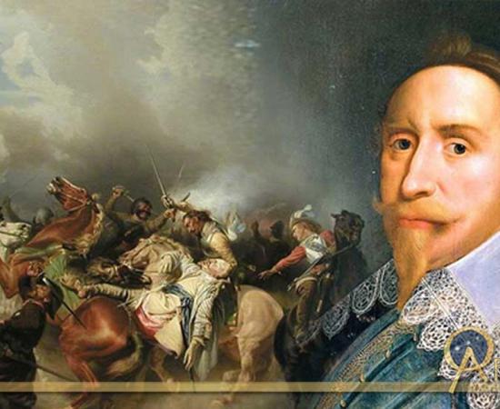 : Deriv; Portrait of Gustav II of Sweden and his death on November 6, 1632. 