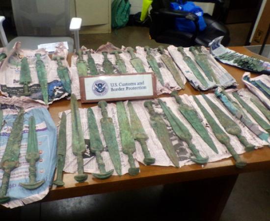 Huge selection of looted Bronze Age swords seized by US Border Security