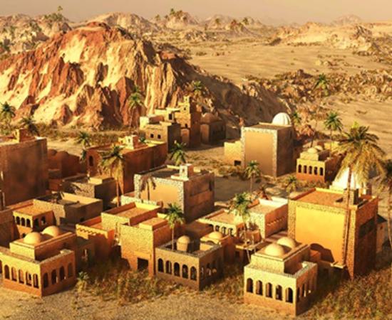 3D reconstruction of an ancient Mesopotamian city. 