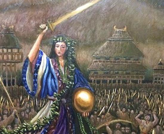 Detail of ‘Himiko, Queen of Yamataikoku.’ It is said this mysterious shaman queen of Japan had magic mirrors.