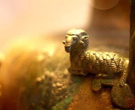 A richly decorate vase in the National Archaeological Museum of Paestum, Italy.