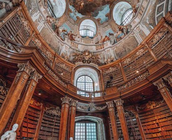 Imperial national library of Vienna, Austria. Source: Davidzfr / Adobe Stock.