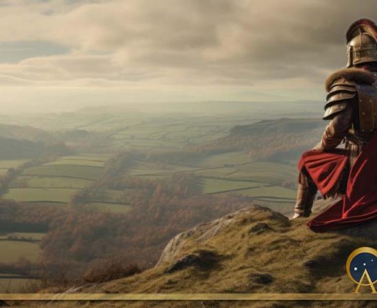 A Roman soldier keeping a lookout over the misty hills of Britannia. (Justinas / Adobe Stock)