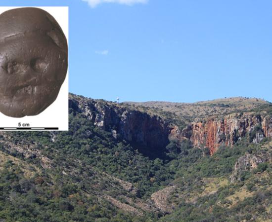 The Makapan Valley, with inset; The Makapansgat pebble,