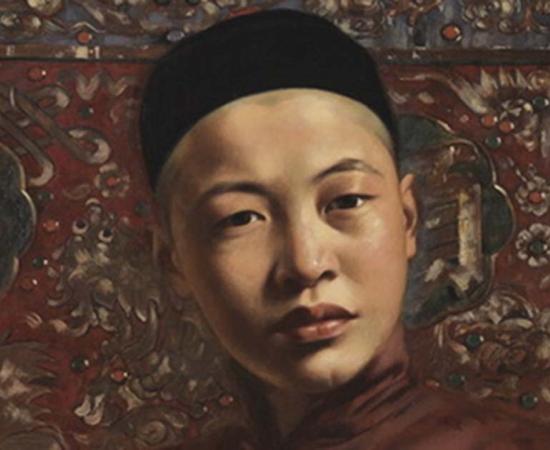 Hubert Vos' painting of a young Manchu man. Manchu shaman were important cultural icons