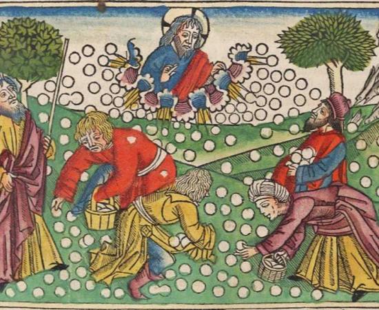 Biblical illustration showing manna falling from heaven. Source: University of Edinburgh / CC BY-NC-SA 2.0.