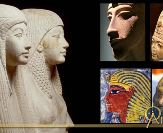 Collection of Egyptian Art, design by Anand Balaji (Photo credits: Rijksmuseum van Oudheden/CC BY-SA 4.0, Leiden; Dr Chris Naunton, Heidi Kontkanen and A. K. Moyls); Deriv.