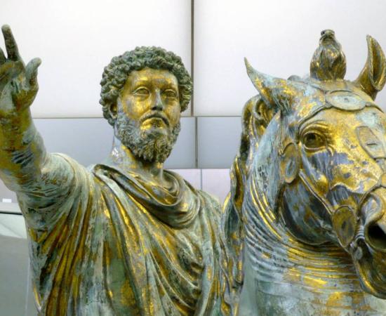 The Statue of Marcus Aurelius (detail) in the Musei Capitolini in Rome. 