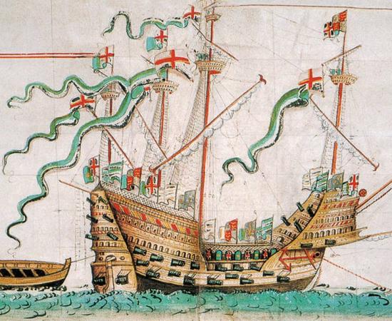 The Mary Rose depicted on the Anthony Roll of Henry VIII’s Navy